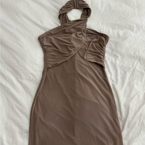 Lovers and Friends Kelly Mini Dress in Taupe Brown